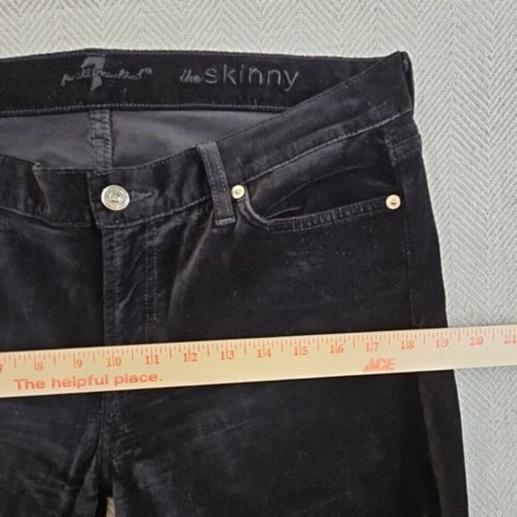 7 For All Mankind Jeans Women 32 (34x30) Black Velvet Straight Low Rise Velour - Picture 4 of 16